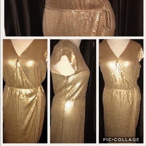 Michael Kors Gold sequence Wrap Dress